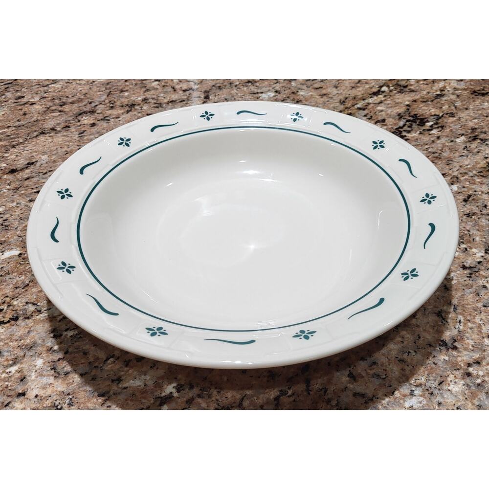 Longaberger Green Woven Traditions Pottery 12" Pasta/Serving Bowl EUC